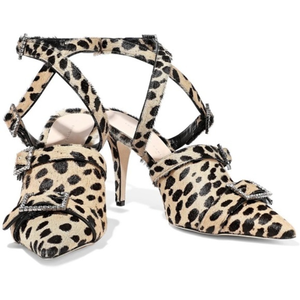 CHRISTOPHER KANE Crystal-embellished calfhair pump